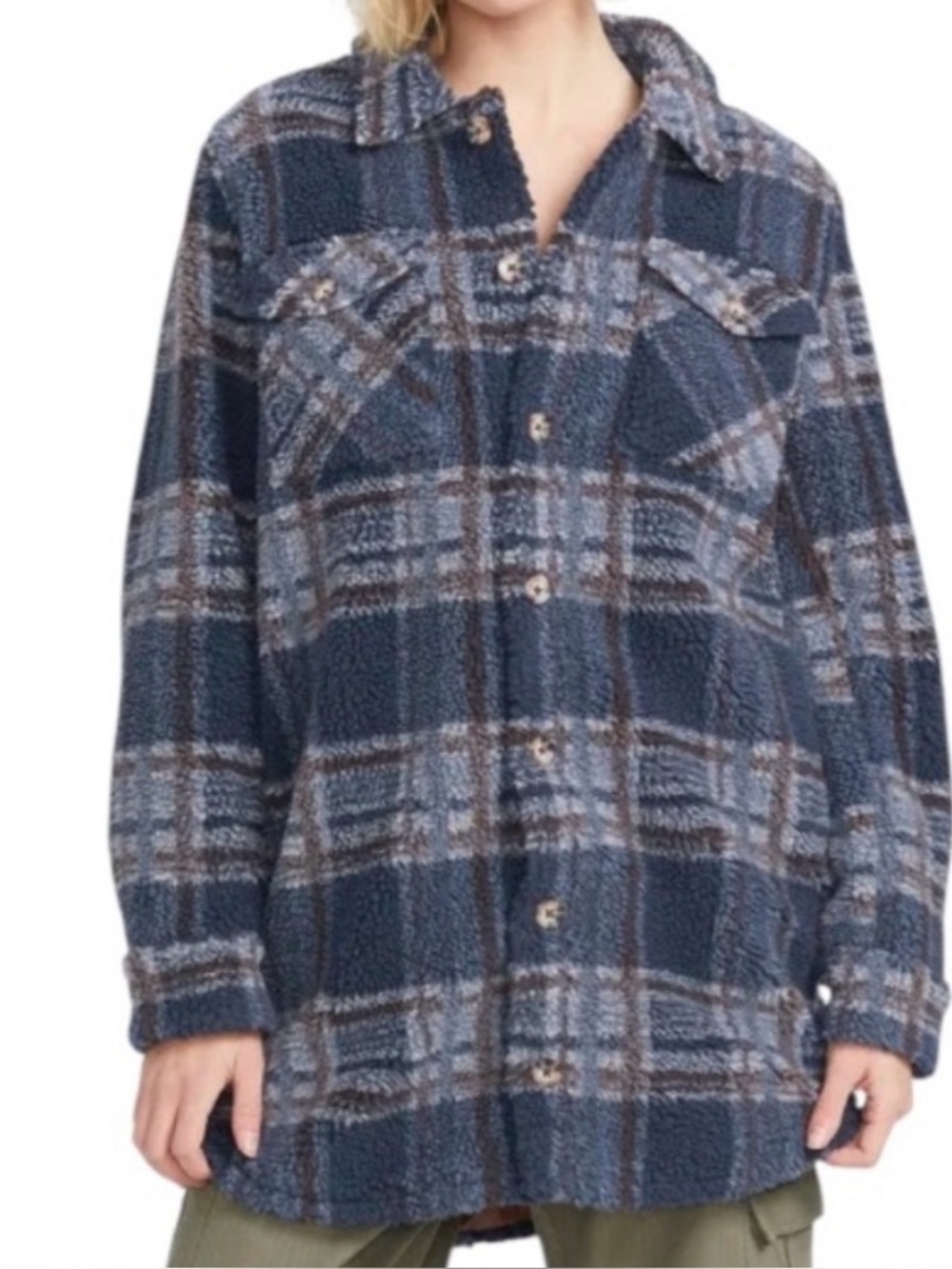 WOMEN VOLCOM PLAID SHERPA JACKET